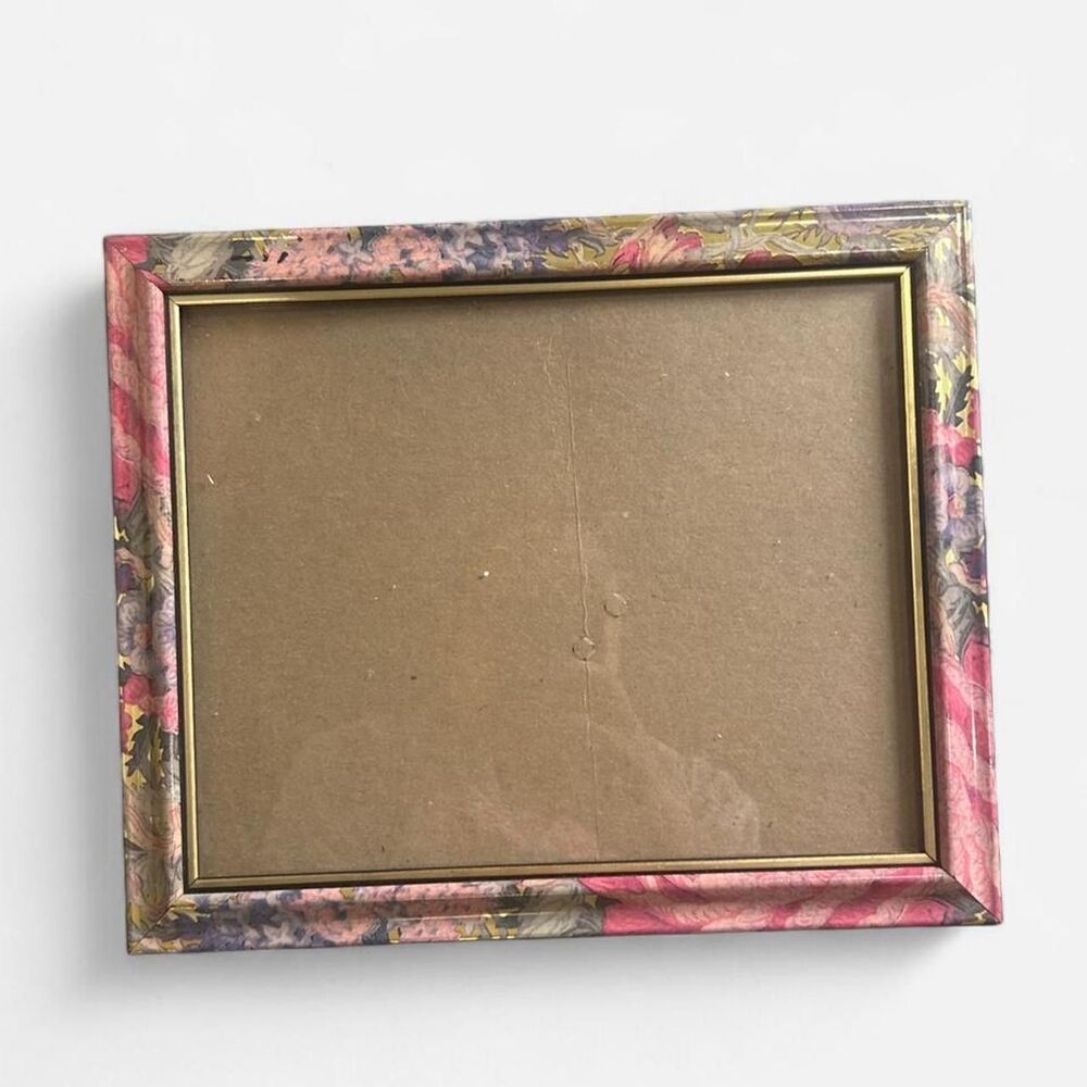 Vintage 1980s Pink, Purple and Gold Floral 8x10 Picture Frame